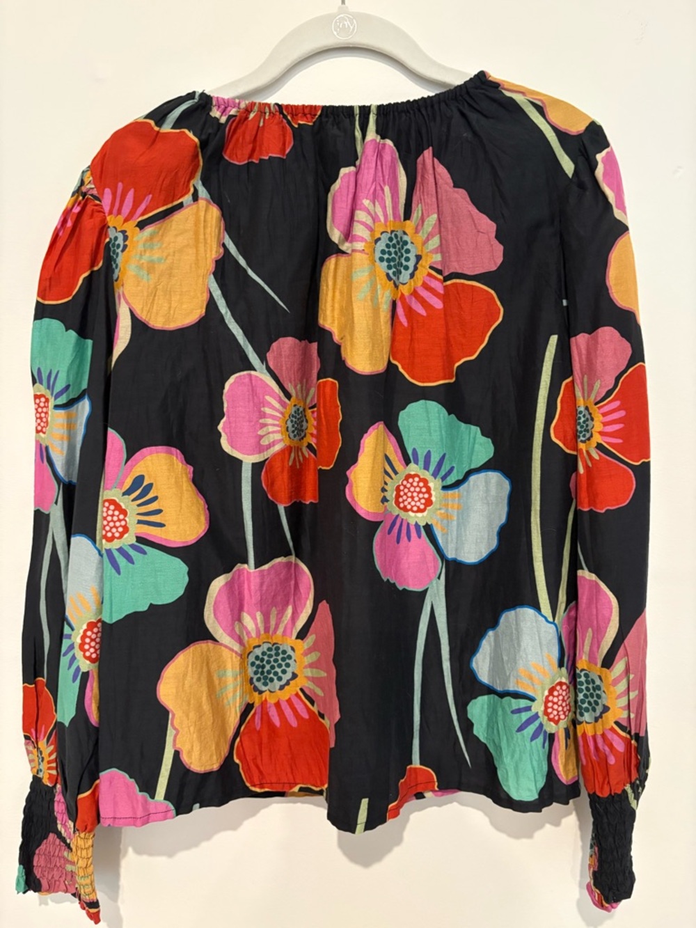 Velvet by Graham & James Floral Cotton Blouse - Black/Multi - Picture 2 of 3
